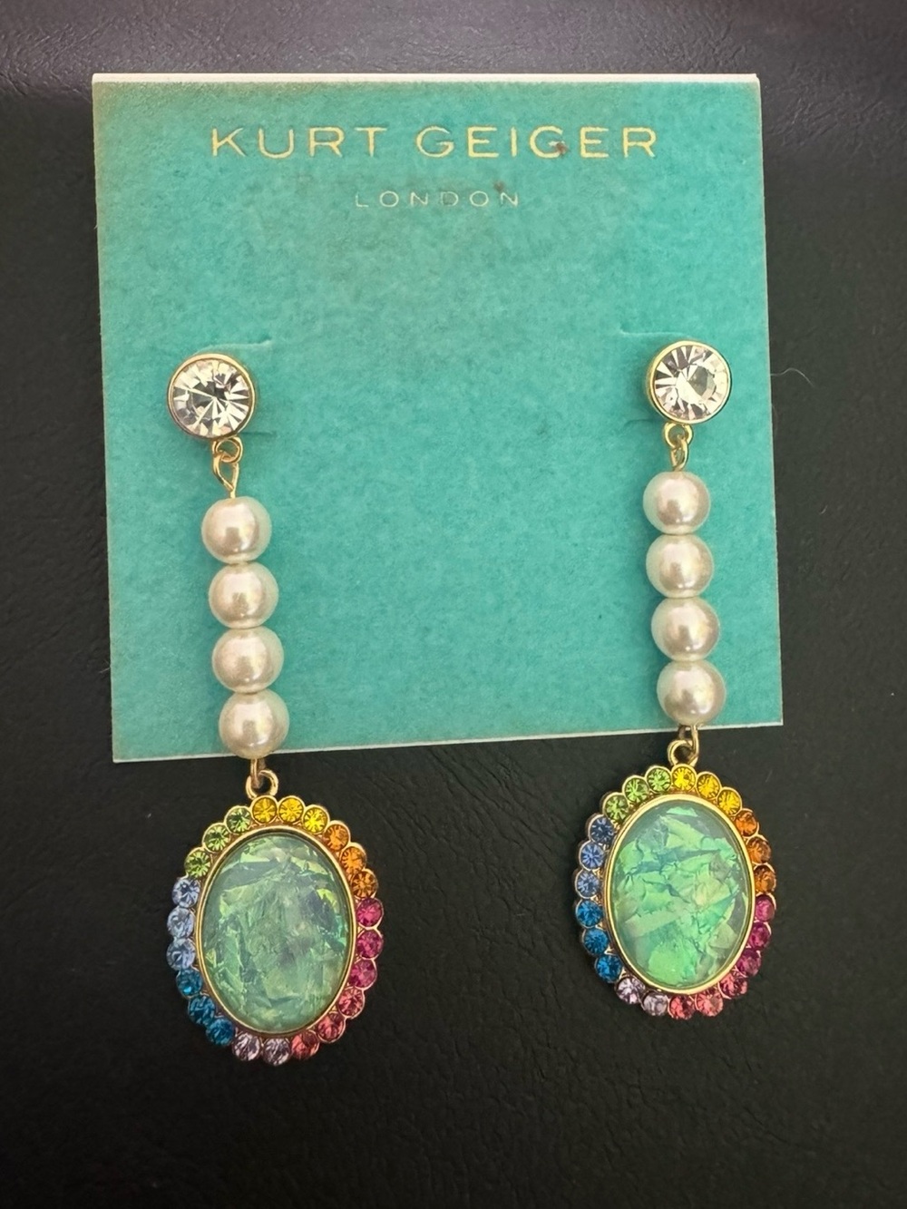 Kurt Geiger Pearl & Crystal Drop Earrings